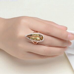 Elegant Gold Teardrop Sterling silver Ring